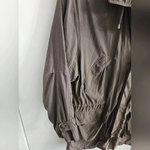 London Fog XL‎ over size parka jacket sage green hooded drawstring waist - Picture 3 of 9